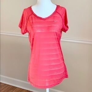 NIKE Dri-Fit V-Neck Short Sleeve Semi Sheer Top M